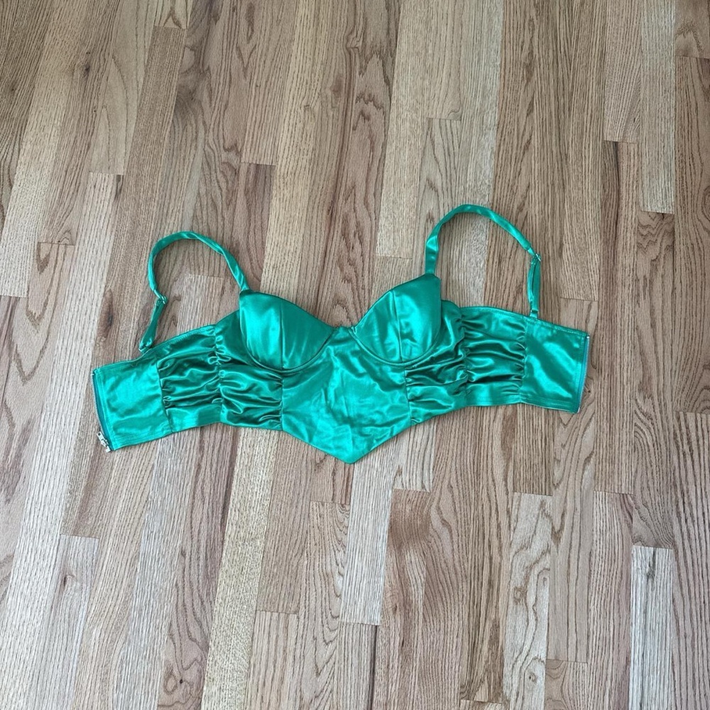 Better Be Green Satin Bra with Adjustable Straps